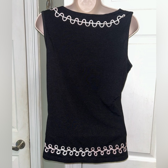 Objects D'Art Black White Embroidered Sleeveless Tank Top Size Small - Picture 3 of 7